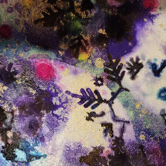 HANDCRAFTED Abstract Snowflake Colorful Painting HANDPAINTED Artwork Wall Decor
